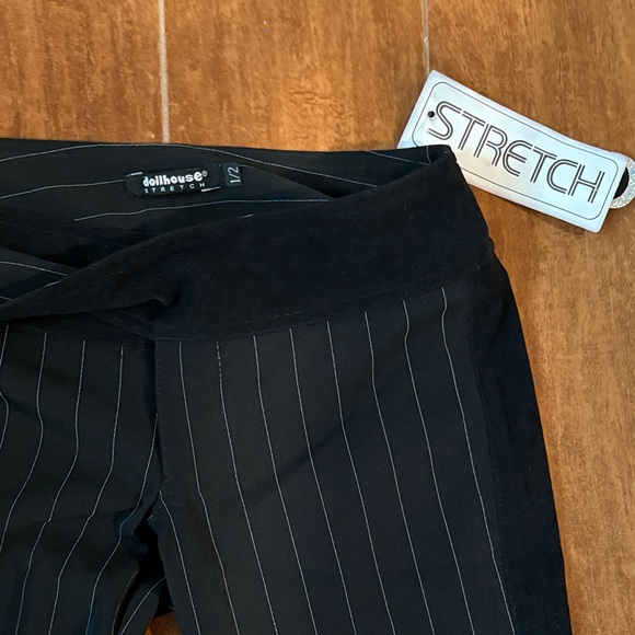 Dollhouse Black Pinstripe Stretch Pants - Picture 2 of 2